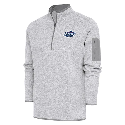 Men's Antigua  Heather Gray San Antonio Missions Fortune Quarter-Zip Pullover Jacket