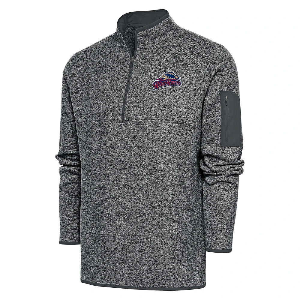Men's Antigua Heather Charcoal Scranton Wilkes-Barre RailRiders Fortune Quarter-Zip Pullover Jacket