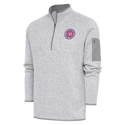 Men's Antigua Heather South Bend Cubs Fortune Quarter-Zip Pullover Jacket