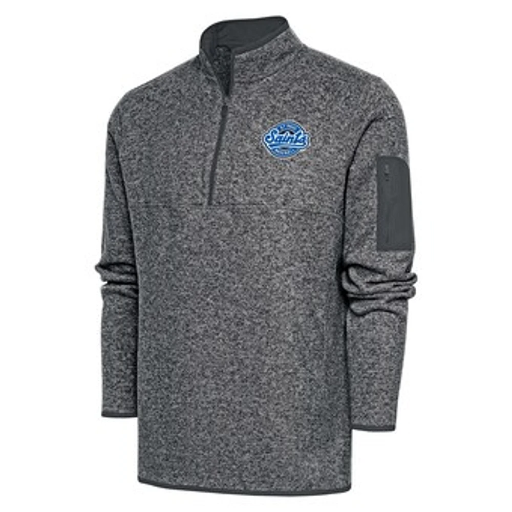 Men's Antigua Heather Charcoal St. Paul Saints Fortune Quarter-Zip Pullover Jacket