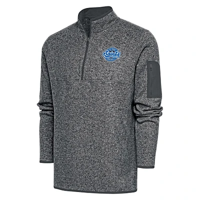 Men's Antigua Heather Charcoal St. Paul Saints Fortune Quarter-Zip Pullover Jacket