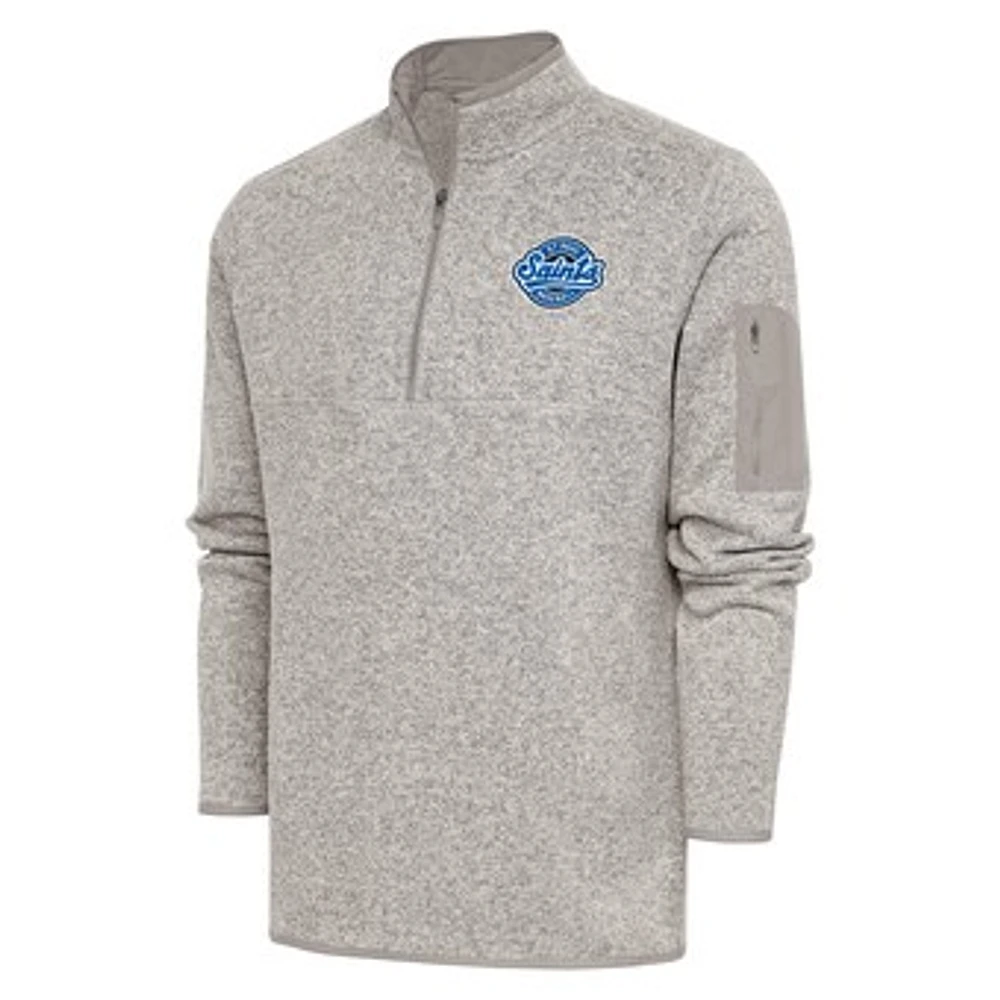 Men's Antigua Oatmeal St. Paul Saints Fortune Quarter-Zip Pullover Jacket