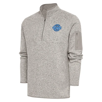 Men's Antigua Oatmeal St. Paul Saints Fortune Quarter-Zip Pullover Jacket