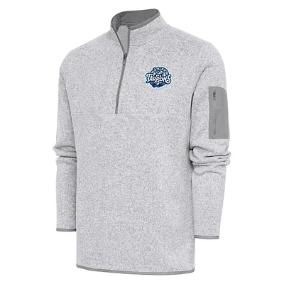Men's Antigua Heather Tampa Tarpons Fortune Quarter-Zip Pullover Jacket
