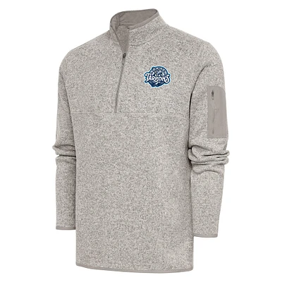 Men's Antigua Oatmeal Tampa Tarpons Fortune Quarter-Zip Pullover Jacket