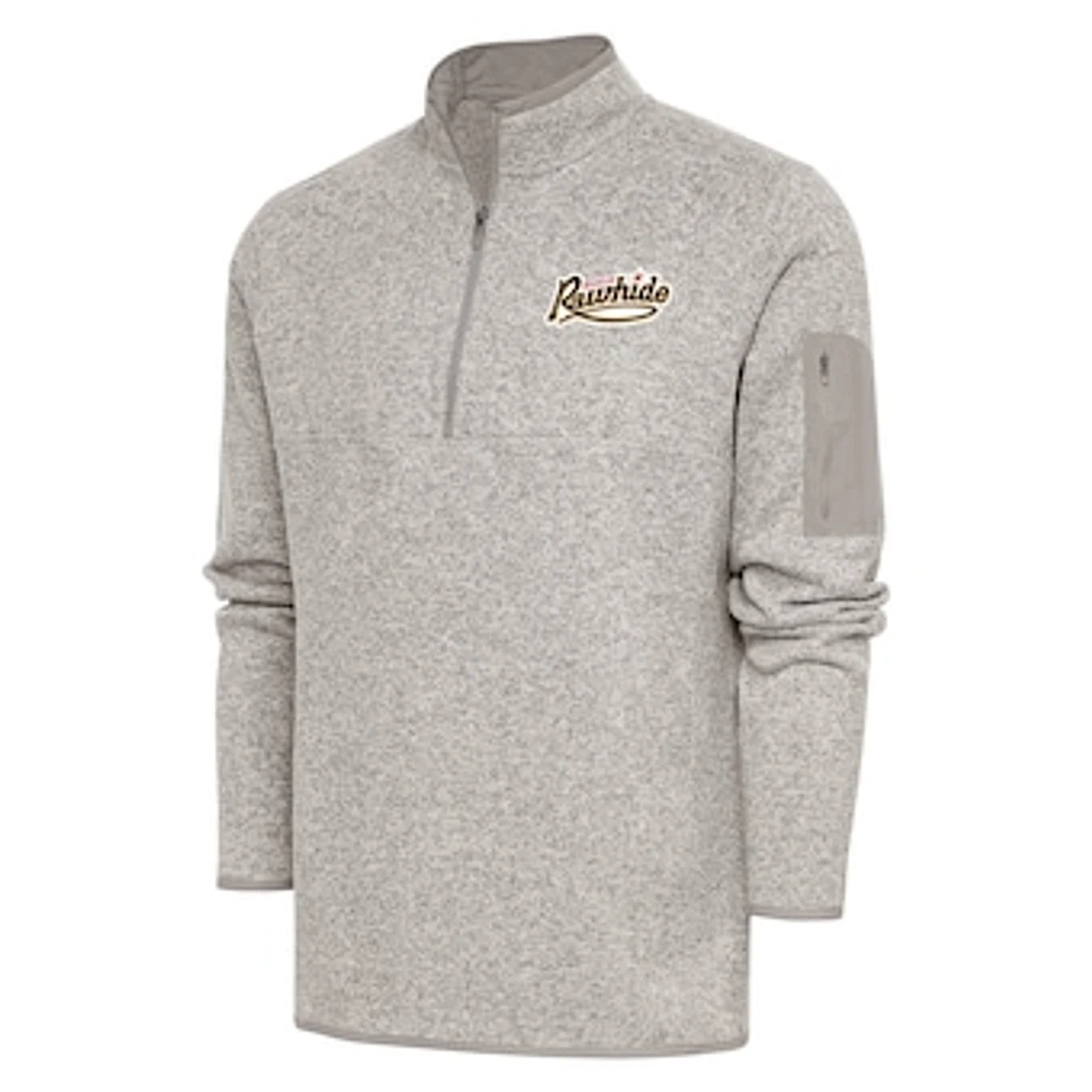 Men's Antigua Oatmeal Visalia Rawhide Fortune Quarter-Zip Pullover Jacket