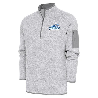 Men's Antigua Heather West Michigan Whitecaps Fortune Quarter-Zip Pullover Jacket