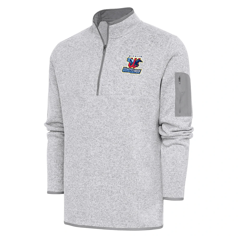 Men's Antigua Heather Wichita Wind Surge Fortune Quarter-Zip Pullover Jacket