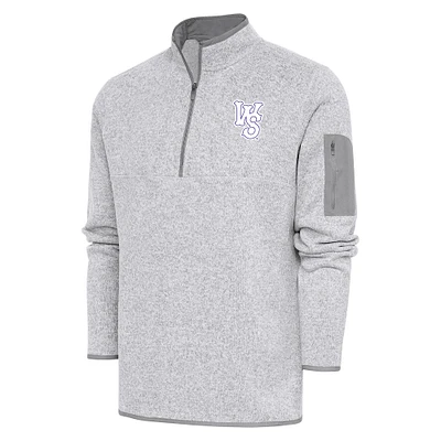 Men's Antigua Heather Winston-Salem Dash Fortune Quarter-Zip Pullover Jacket