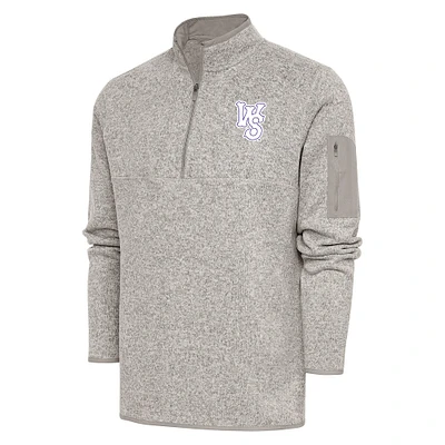 Men's Antigua Oatmeal Winston-Salem Dash Fortune Quarter-Zip Pullover Jacket