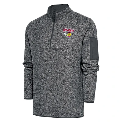 Men's Antigua Heather Charcoal Worcester Red Sox Fortune Quarter-Zip Pullover Jacket