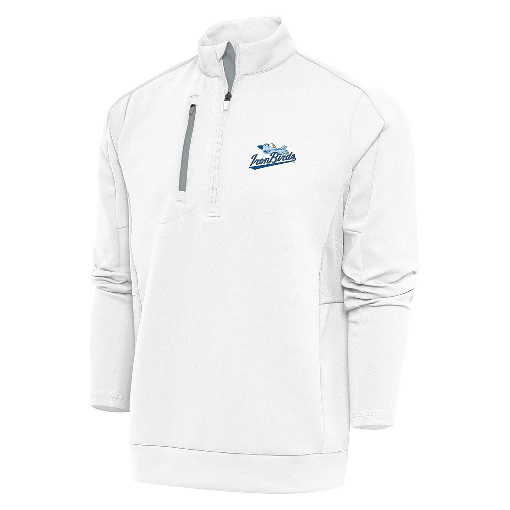 Men's Antigua White Aberdeen IronBirds Generation Quarter-Zip Pullover Top
