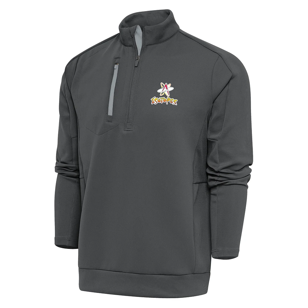 Men's Antigua Pewter Albuquerque Isotopes Generation Quarter-Zip Pullover Top