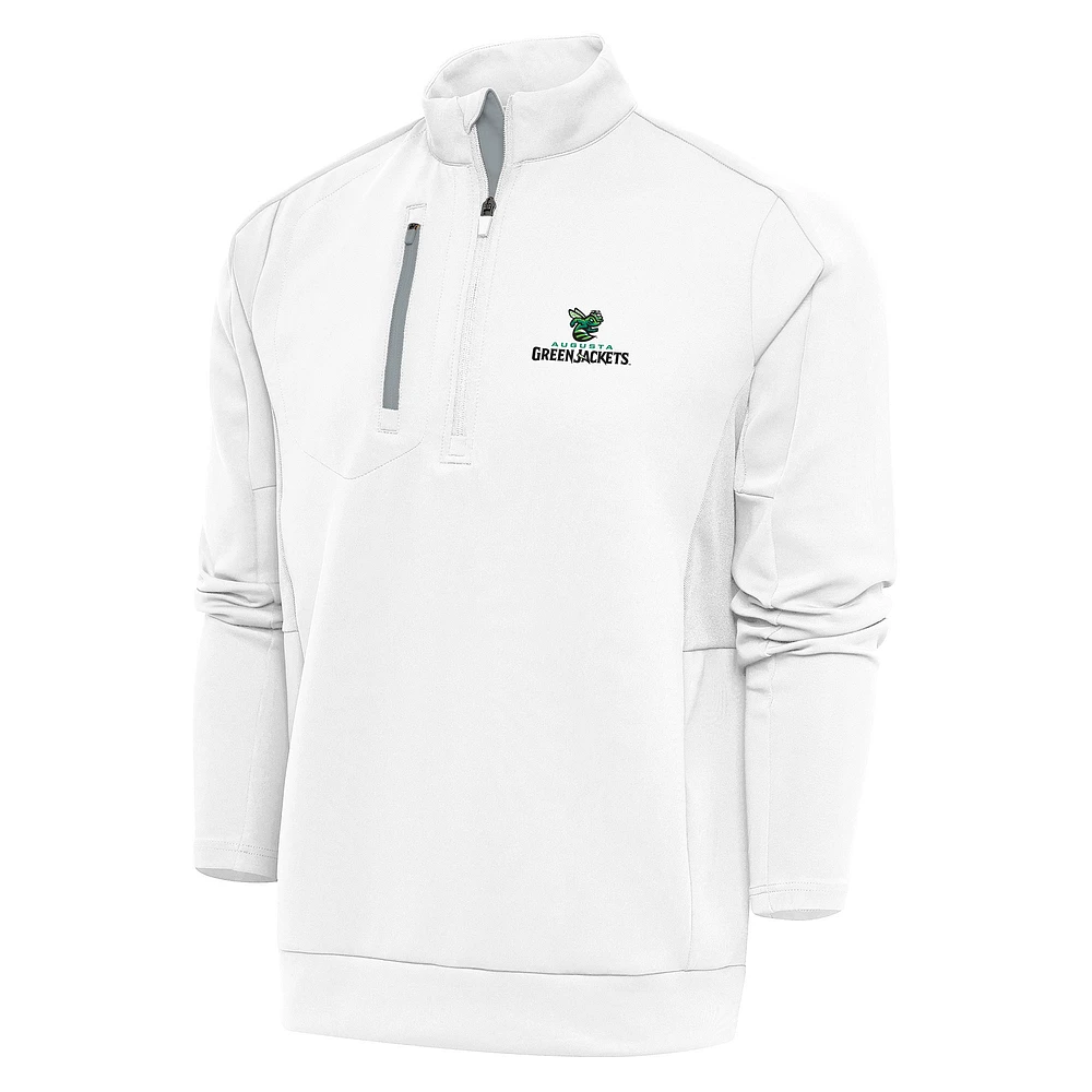 Men's Antigua White Augusta GreenJackets Generation Quarter-Zip Pullover Top