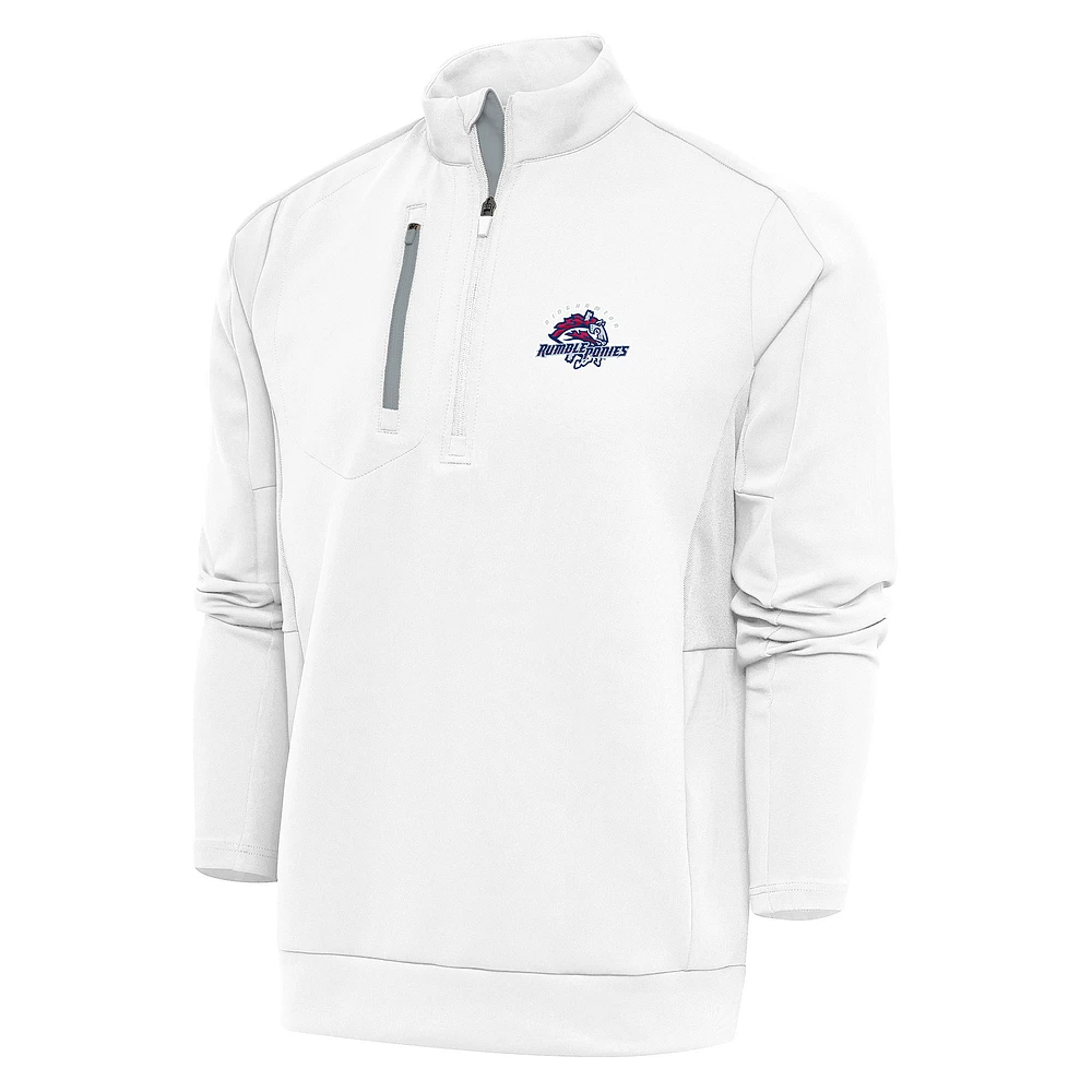Men's Antigua White Binghamton Rumble Ponies Generation Quarter-Zip Pullover Top