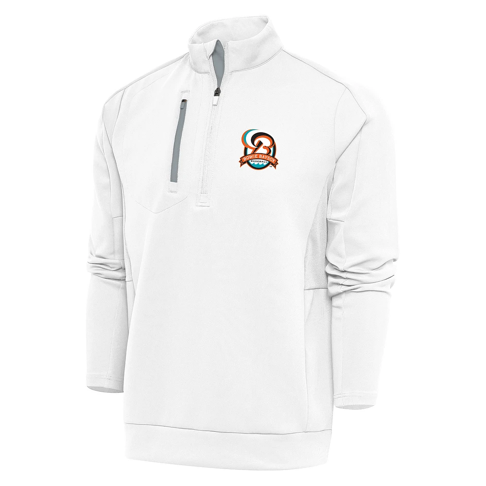 Men's Antigua White Bowie Baysox Generation Quarter-Zip Pullover Top