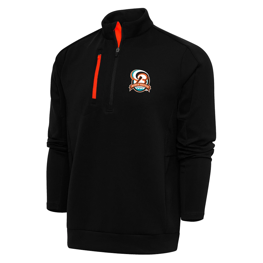 Men's Antigua Black Bowie Baysox Generation Quarter-Zip Pullover Top