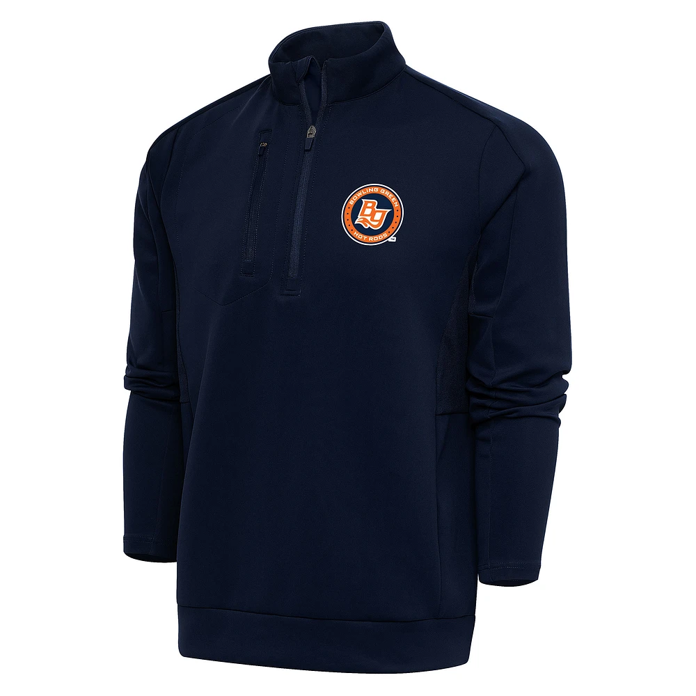 Men's Antigua Navy Bowling Green Hot Rods Generation Quarter-Zip Pullover Top