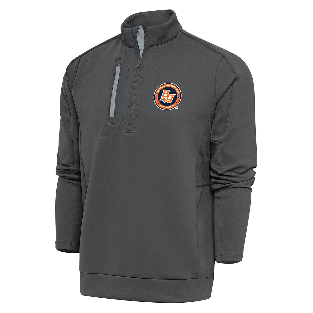 Men's Antigua Pewter Bowling Green Hot Rods Generation Quarter-Zip Pullover Top