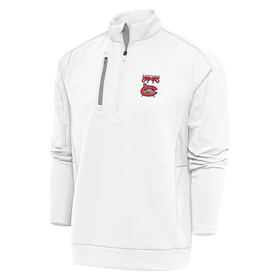 Men's Antigua  White Carolina Mudcats Generation Quarter-Zip Pullover Top