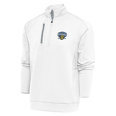 Men's Antigua  White Charleston RiverDogs Generation Quarter-Zip Pullover Top