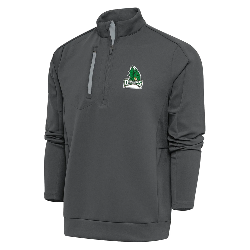 Men's Antigua Pewter Dayton Dragons Generation Quarter-Zip Pullover Top
