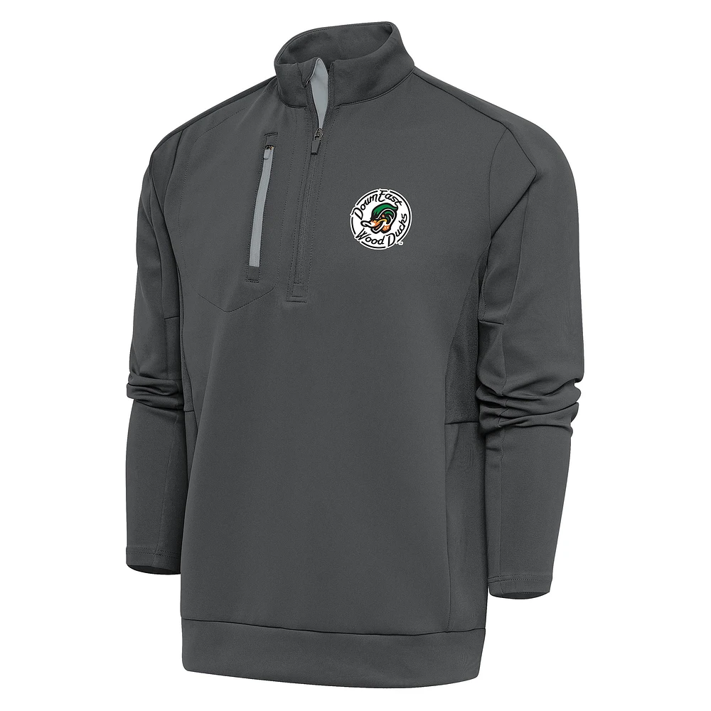 Men's Antigua Pewter Down East Wood Ducks Generation Quarter-Zip Pullover Top