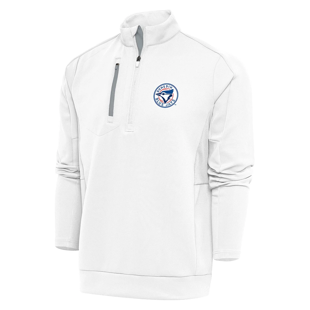 Men's Antigua White Dunedin Blue Jays Generation Quarter-Zip Pullover Top