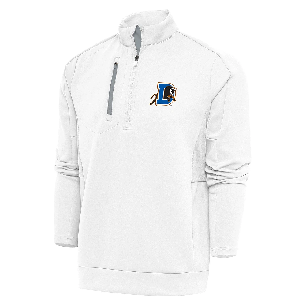 Men's Antigua White Durham Bulls Generation Quarter-Zip Pullover Top