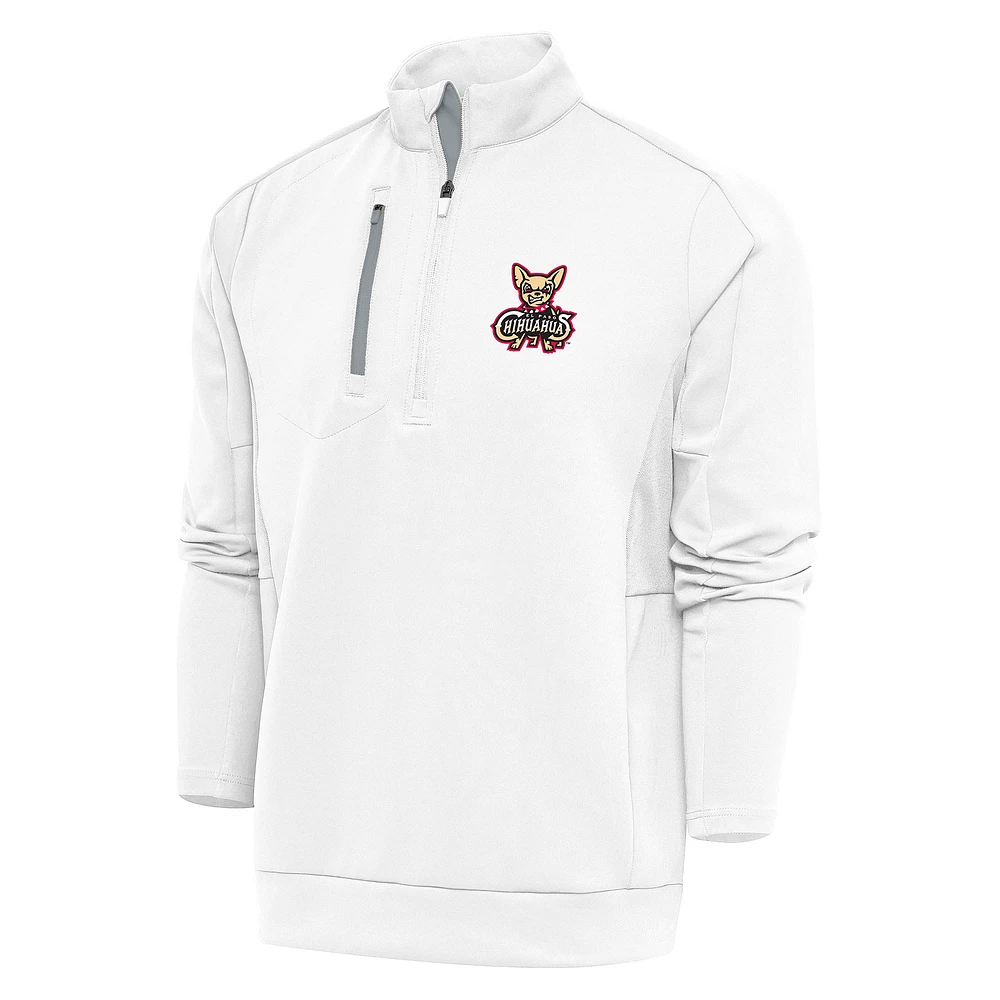 Men's Antigua White El Paso Chihuahuas Generation Quarter-Zip Pullover Top