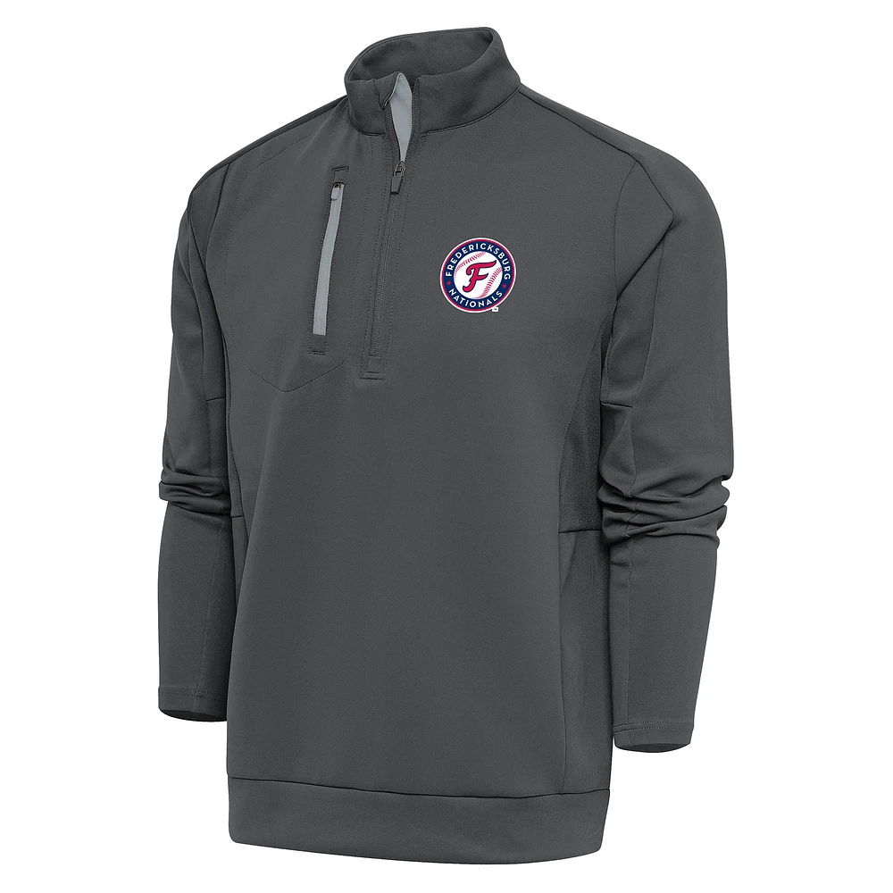 Men's Antigua Pewter Fredericksburg Nationals Generation Quarter-Zip Pullover Top