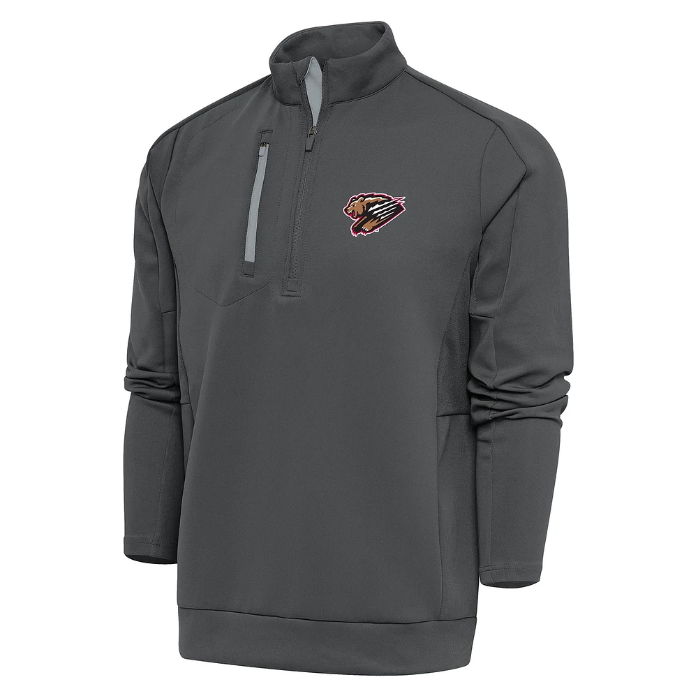 Men's Antigua Pewter Fresno Grizzlies Generation Quarter-Zip Pullover Top
