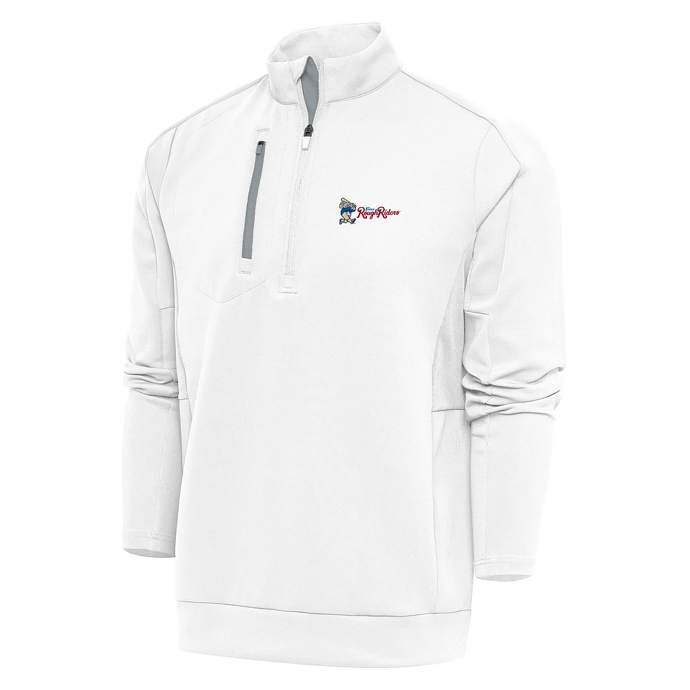 Men's Antigua White Frisco RoughRiders Generation Quarter-Zip Pullover Top