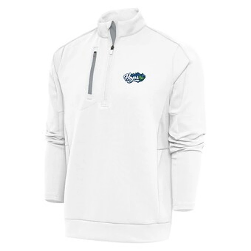 Men's Antigua White Hillsboro Hops Generation Quarter-Zip Pullover Top