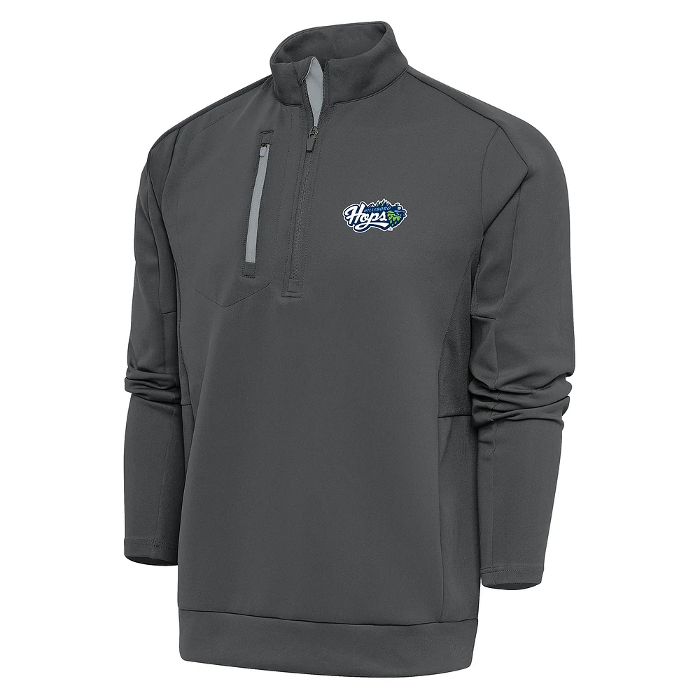 Men's Antigua Pewter Hillsboro Hops Generation Quarter-Zip Pullover Top