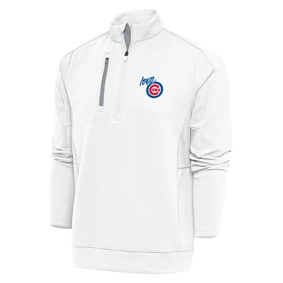 Men's Antigua White Iowa Cubs Generation Quarter-Zip Pullover Top