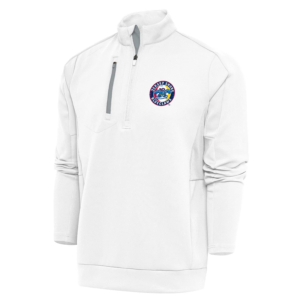 Men's Antigua White Jersey Shore BlueClaws Generation Quarter-Zip Pullover Top