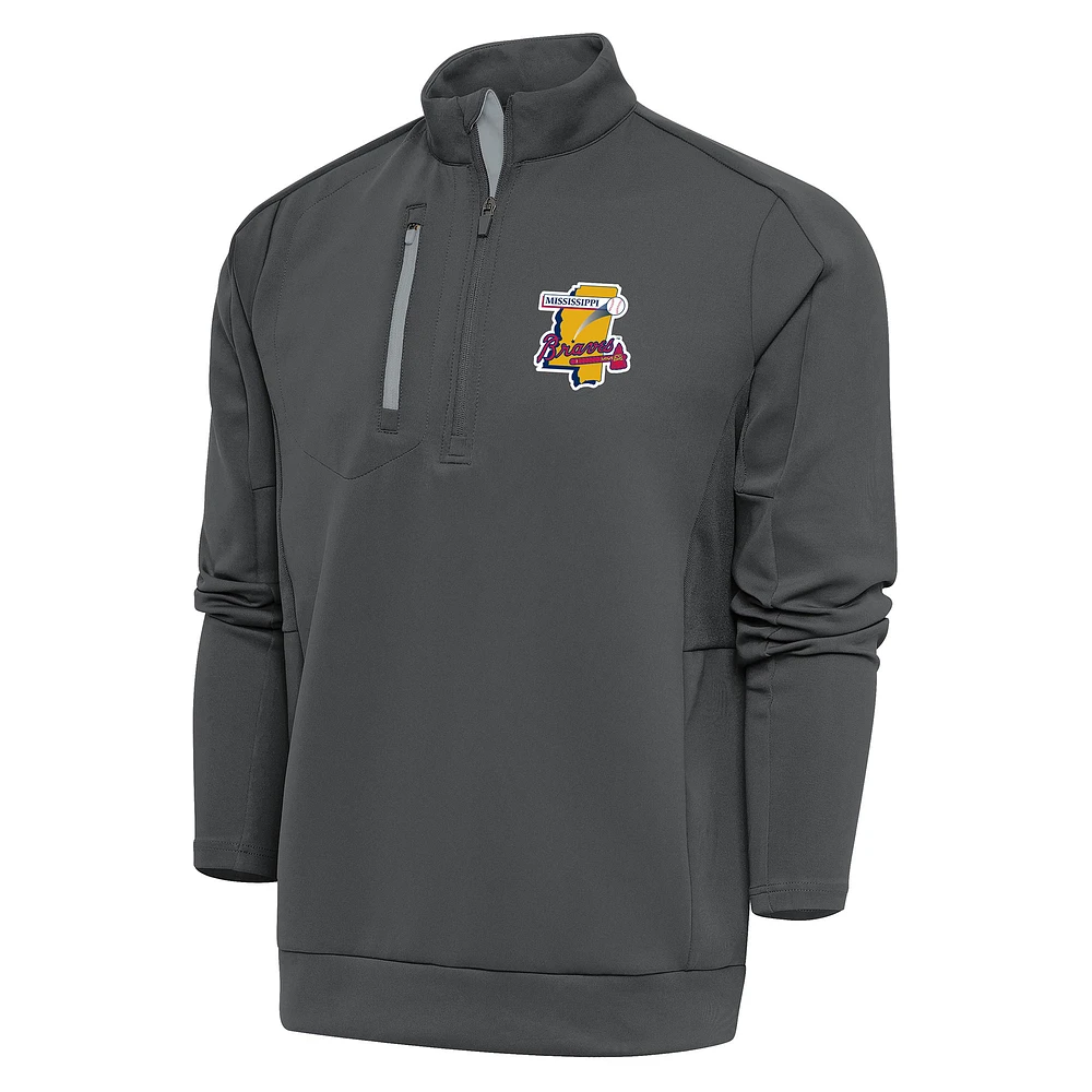 Men's Antigua Pewter Mississippi Braves Generation Quarter-Zip Pullover Top