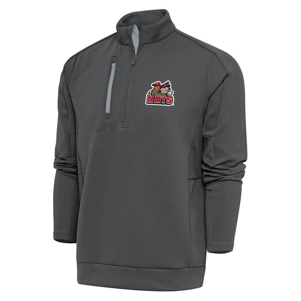 Men's Antigua Pewter Modesto Nuts Generation Quarter-Zip Pullover Top