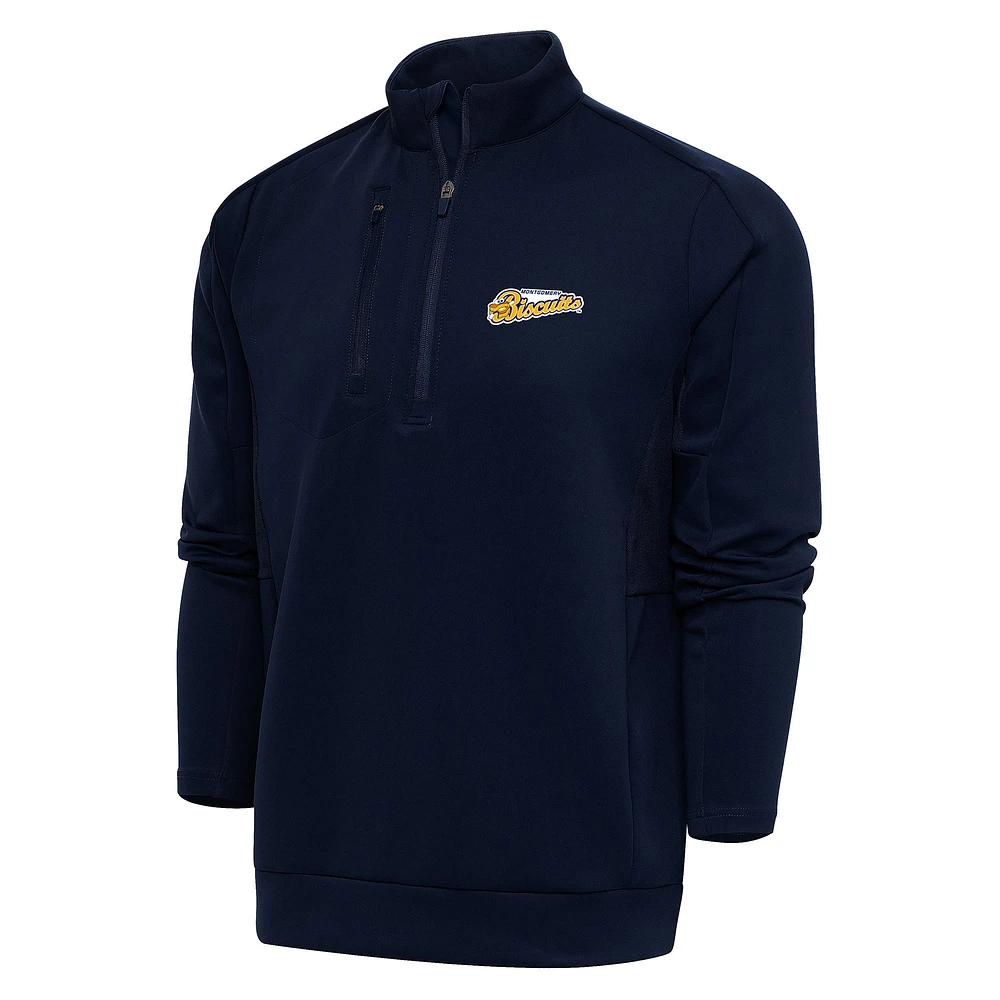 Men's Antigua Navy Montgomery Biscuits Generation Quarter-Zip Pullover Top