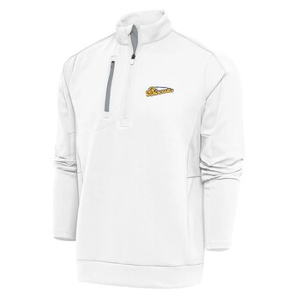 Men's Antigua White Montgomery Biscuits Generation Quarter-Zip Pullover Top