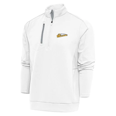Men's Antigua White Montgomery Biscuits Generation Quarter-Zip Pullover Top