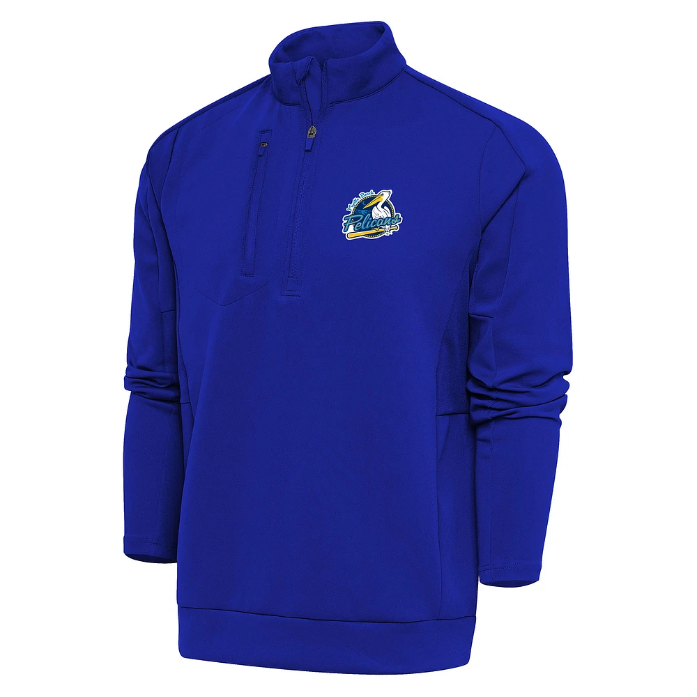 Men's Antigua Royal Myrtle Beach Pelicans Generation Quarter-Zip Pullover Top