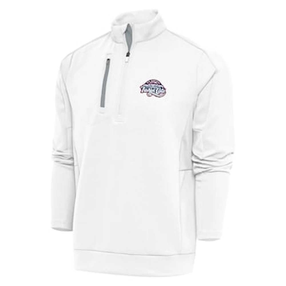 Men's Antigua White New Hampshire Fisher Cats Generation Quarter-Zip Pullover Top
