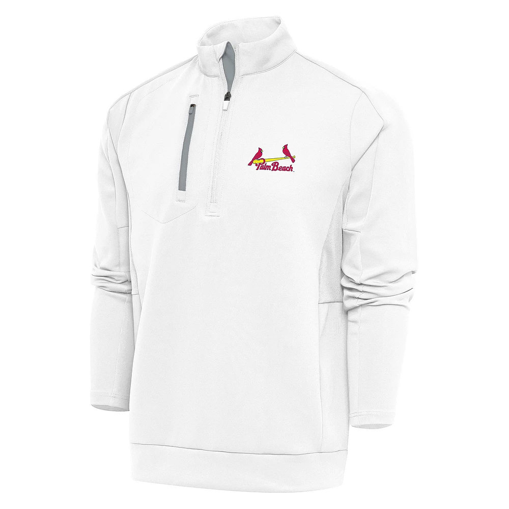 Men's Antigua White Palm Beach Cardinals Generation Quarter-Zip Pullover Top