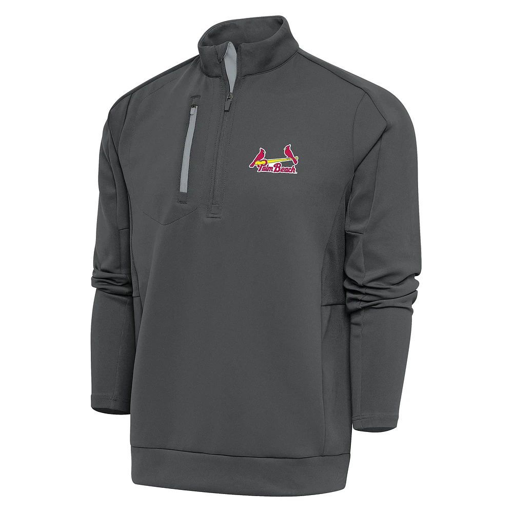 Men's Antigua Pewter Palm Beach Cardinals Generation Quarter-Zip Pullover Top