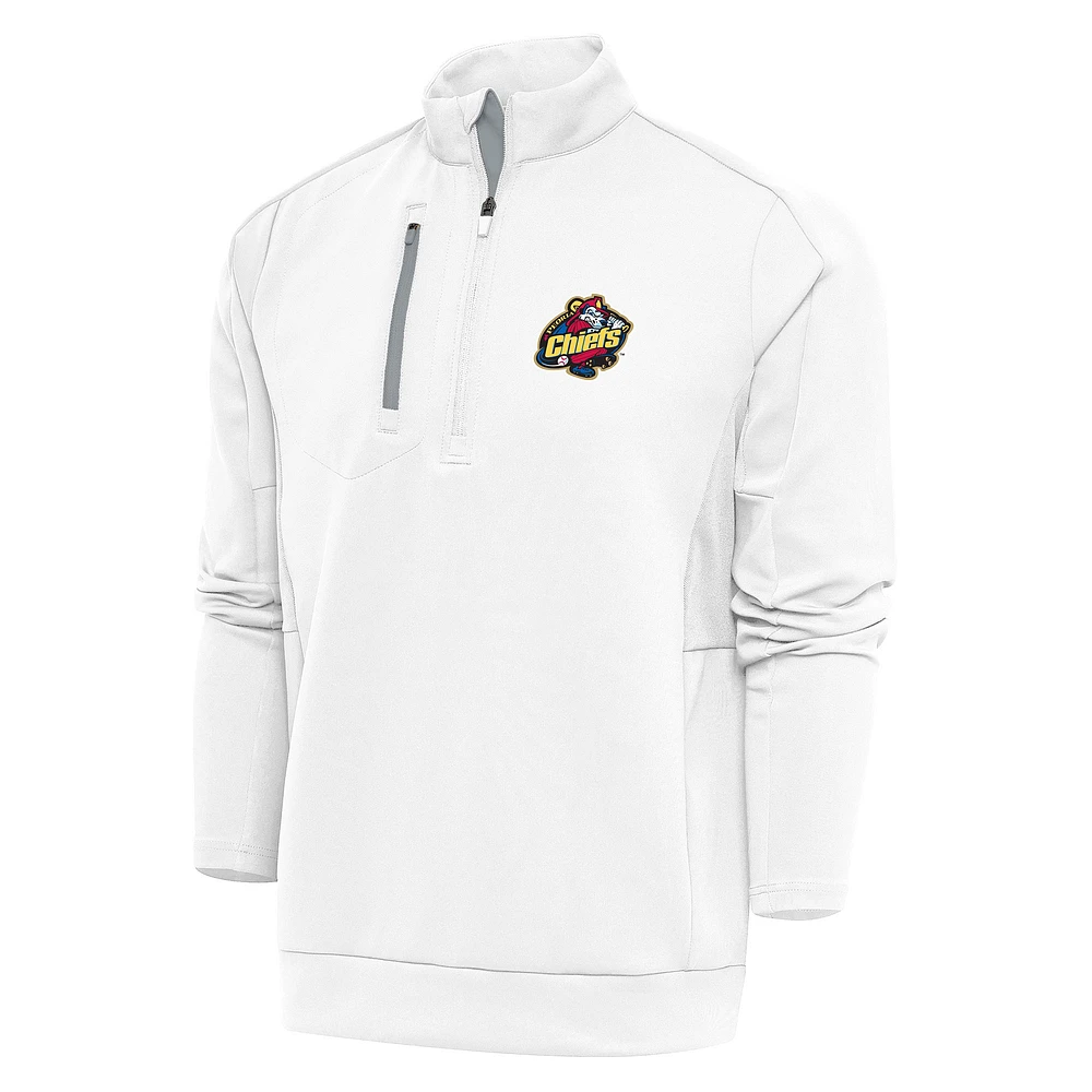 Men's Antigua White Peoria Chiefs Generation Quarter-Zip Pullover Top