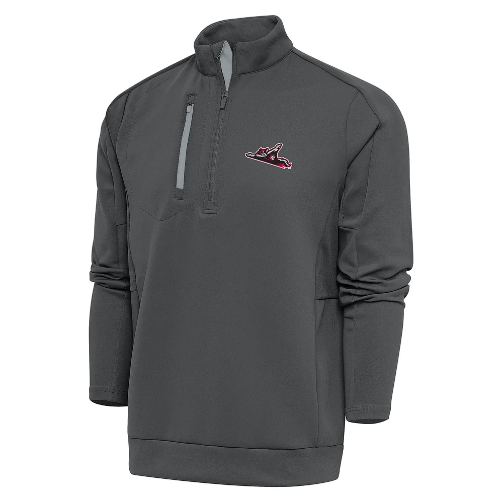 Men's Antigua Pewter Richmond Flying Squirrels Generation Quarter-Zip Pullover Top