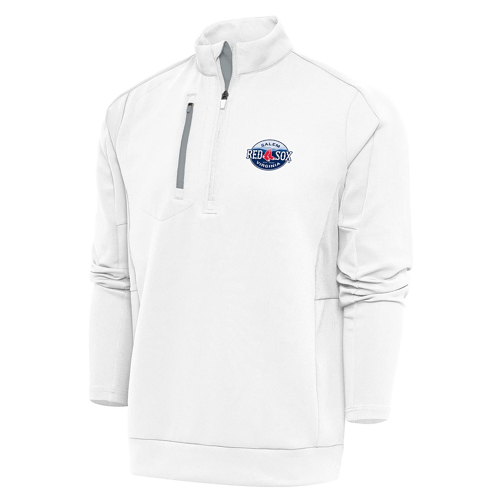Men's Antigua White Salem Red Sox Generation Quarter-Zip Pullover Top
