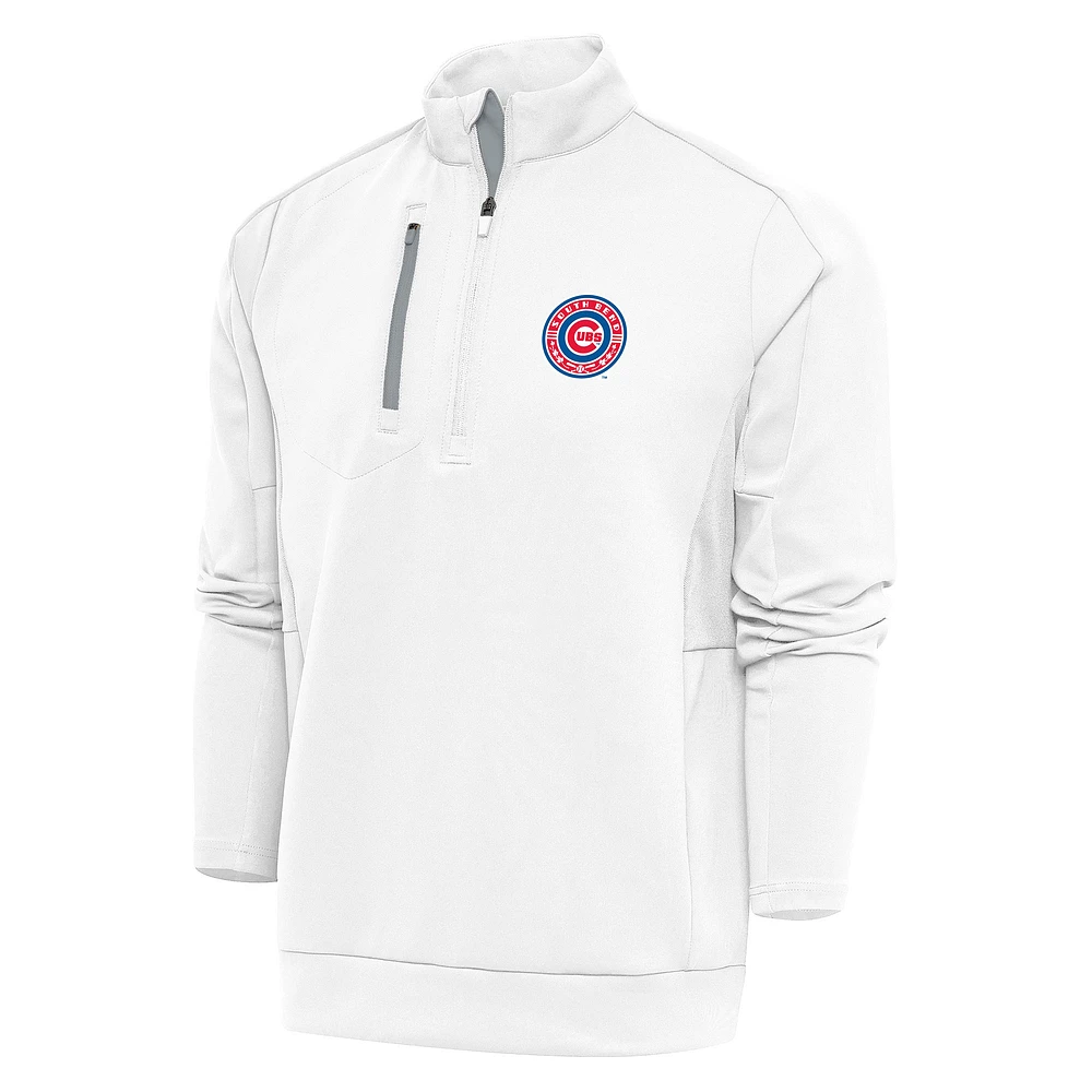 Men's Antigua White South Bend Cubs Generation Quarter-Zip Pullover Top